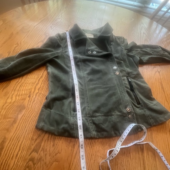 Anthropology Marrakech Meri Olive Green Waterfall Zip/Snap Moto Jacket sz S - Picture 9 of 12